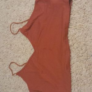 Reddish orange crop top